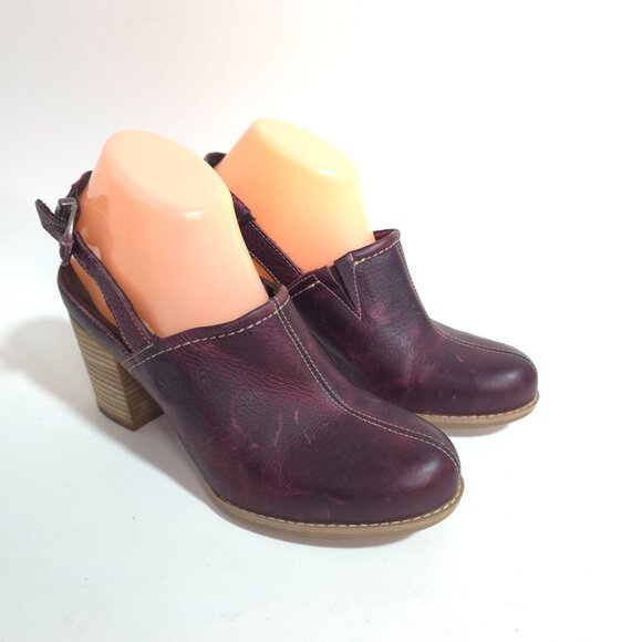 Timberland Earthkeepers Burgundy Red Leather Stacked Heel Mules Women’s Size 8 - Picture 11 of 11